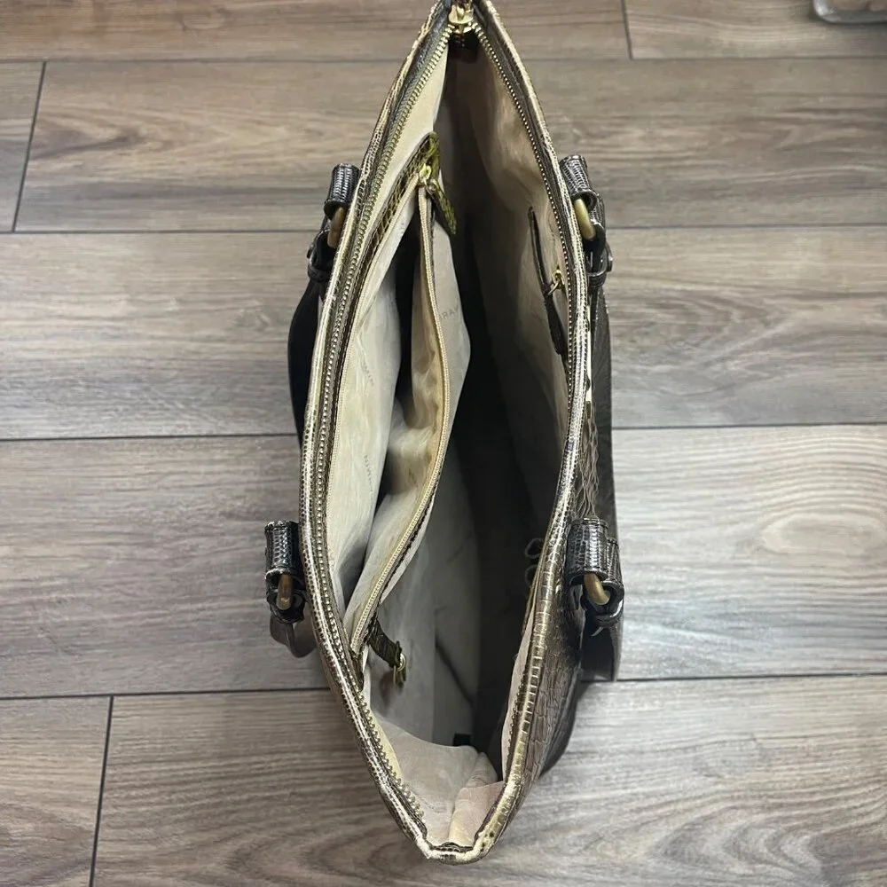 Brahmin Gold Medium Asher Tote Croc-Embossed Leather 16
